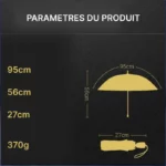 Parapluie automatique cœur 95 cm x 56 cm, plié 27 cm, 370 g, élégant et pratique, parfait pour toutes les saisons et occasions.