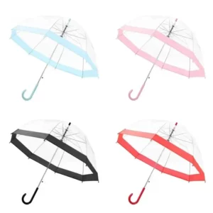 Lot de 04 Parapluie transparent avec poignée et colorée