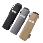 Parapluie chic avec étuis élégants en noir, gris et beige, avec fermeture éclair et poignée de transport pratique.