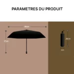 Parapluie automatique chaton noir, 96 cm de diamètre, 57 cm de hauteur, avec housse compacte de 28 cm x 5 cm, collection [Collection].