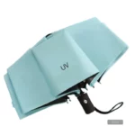 Parapluie anti-UV automatique bleu, design élégant, protection contre pluie et soleil, idéal pour un usage quotidien et stylé.