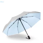 Parapluie anti-UV coloré, bleu, design élégant et léger, parfait pour la protection contre la pluie et les rayons du soleil.