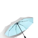 Parapluie anti-UV coloré avec toile grise et sous-toile bleue, idéal pour une protection efficace contre le soleil et la pluie.