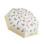 Parapluie automatique chaton avec motifs colorés de chats, idéal pour allier style ludique et protection contre la pluie.