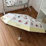 Parapluie automatique avec motifs de chatons, design coloré et élégant, parfait pour illuminer les jours de pluie.