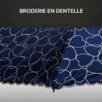 Parapluie automatique cœur bleu marine, broderie dentelle cœur élégante, idéal pour un style raffiné et romantique.