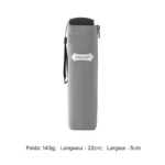 Parapluie pliable gris, léger 143g, compact 22x5cm, design chic avec étui logo Parachase, idéal pour un style élégant et pratique.