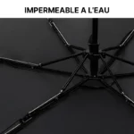 Parapluie chic imperméable, design robuste avec supports noirs solides et tissu résistant, idéal pour protection élégante.