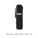 Étui noir compact pour parapluie chic « Parachase », léger (143g), pratique avec bandoulière, dimensions 22x5 cm.