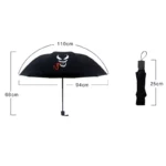 Parapluie cloche zèbre, design super-héros noir, 110 cm diamètre, compact 25 cm plié, chic et pratique pour tous les temps.
