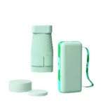 Parapluie compact menthe, design moderne, protection pluie avec rangement pratique, accessoire chic pour voyager léger.