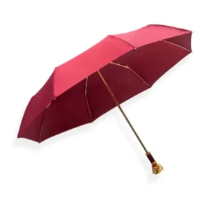 Parapluie de luxe poignée élégante rouge ouvert