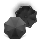 Parapluie femme chic et moderne, noir avec une structure robuste, design élégant parfait pour un style raffiné et intemporel.