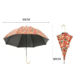 Parapluie floral rouge et vert, 90 cm ouvert, 80 cm plié, élégant et pratique, parfait pour ajouter une touche colorée les jours de pluie.