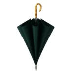 Parapluie homme canne en bambou vert, élégant et robuste, avec poignée en bois, parfait pour un style raffiné et une protection efficace.