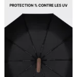 Parapluie pliant homme noir, élégant et robuste, avec protection UV, structure renforcée et design moderne, idéal pour toutes saisons.