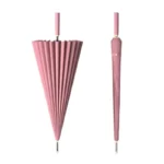 Parapluie pliant rose élégant avec poignée dorée, semi-automatique, alliant protection contre la pluie et style raffiné