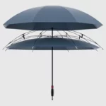 Parapluie tempête double couche, design moderne, résistant au vent, parfait pour affronter la pluie avec style et durabilité.