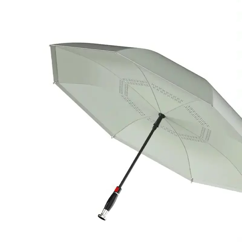 Parapluie tempête double couche gris, robuste et élégant, avec structure métal et manche ergonomique - protection fiable.