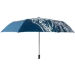 Parapluie bleu marine 8 baleines motif vagues blanches, collection élégante, protection pluie design et durable pour un style unique.