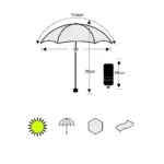 Parapluie transparent au design élégant, 114 cm de diamètre, 76 cm de haut, poignée blanche, parfait contre pluie et soleil.