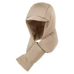 Capuche de pluie avec écharpe beige élégante, accessoire pratique et confortable pour protection contre le froid et l'humidité.