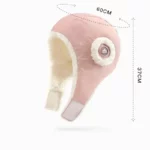 Chapeau d'hiver rose avec doublure fourrure blanche, 60 cm de circonférence, 37 cm de hauteur, parfait contre le froid.