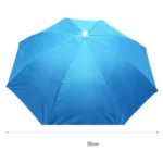 Chapeau parapluie pliable bleu, 55 cm, pratique et lumineux, idéal pour rester au sec tout en gardant les mains libres.