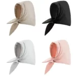 Bonnet de pluie épais avec nœud stylé, disponible en beige, noir, gris et rose pour une protection tendance contre la pluie.