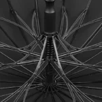 Structure interne d'un grand parapluie élégant noir, robuste avec baleines solides, issu de la collection [Collection].