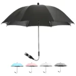 Parapluie poussette 85 cm élégant et pratique, disponible en noir, bleu, rose et blanc, parfait pour protéger de la pluie.