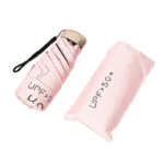 Mini parapluie pliable rose léger, protection UPF > 50, idéal pour [Collection], avec housse assortie compacte et pratique.