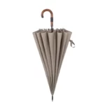 Parapluie XXL 120 cm beige avec poignée en bois, élégant et résistant, idéal pour une protection optimale contre la pluie.