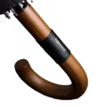 Parapluie XXL 120 cm avec poignée en bois courbée et bracelet en cuir noir élégant, qualité supérieure de la collection Parachase.