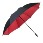 Parapluie XXL pliable 185 cm noir et rouge, design moderne, parfait pour une protection optimale contre la pluie.