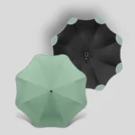 Parapluies anti-UV originaux : modèles vert menthe et noir au design élégant, parfaits pour une protection solaire stylée.