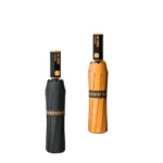 Parapluies pliables anti-retournement noirs et oranges, design moderne, finition premium, idéal pour toutes les conditions.