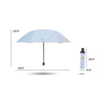 Parapluie bleu clair élégant avec étoile dorée, compact (28x6 cm), ouvert 98 cm, idéal pour un look épuré et pratique.