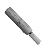 Parapluie compact gris avec lumière LED, design moderne, plié, bouton d'ouverture pratique. Accessoire élégant et fonctionnel.