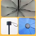 Parapluie enfant cosmonaute avec structure solide, haut bleu et anse noire. Accessoire pratique et coloré pour protéger de la pluie.
