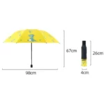 Parapluie enfant dinosaure jaune, motif dinosaures, diamètre 98 cm ouvert, compact 26 cm replié, idéal enfants et voyages.