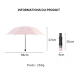 Parapluie enfant rose avec motifs de lapin, léger et compact, idéal pour protéger les petits sous la pluie avec style.