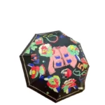 Parapluie pliant femme coloré, motifs veste rose et fleurs, élégant et pratique pour rester stylée même sous la pluie.