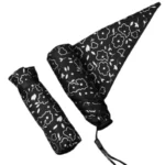 Parapluie fille noir avec motif floral blanc élégant, pratique et compact, parfait pour toutes les occasions et facile à transporter.