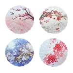 Parapluies japonais traditionnels en papier huilé, motifs floraux rose et bleu, élégance et protection, [Collection].