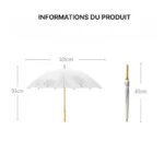 Parapluie japonais longue poignée, motif d'arbres, diamètre 105 cm, hauteur 93 cm, plié 83 cm, élégant et authentique.