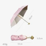 Parapluie luxe fleuri rose, chic et pratique, motifs élégants, dimensions 96 cm déplié, parfait contre la pluie.