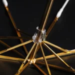 Parapluie luxe rétro avec baleines dorées et support transparent, design élégant et raffiné, idéal pour [Collection]