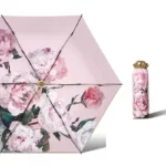 Parapluie luxe rose floral, collection [Collection], élégant et raffiné avec étui assorti pour un style chic en toute saison.