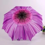 Parapluie original fleur violet avec motif floral central, design élégant et pratique, parfait pour allier style et protection.